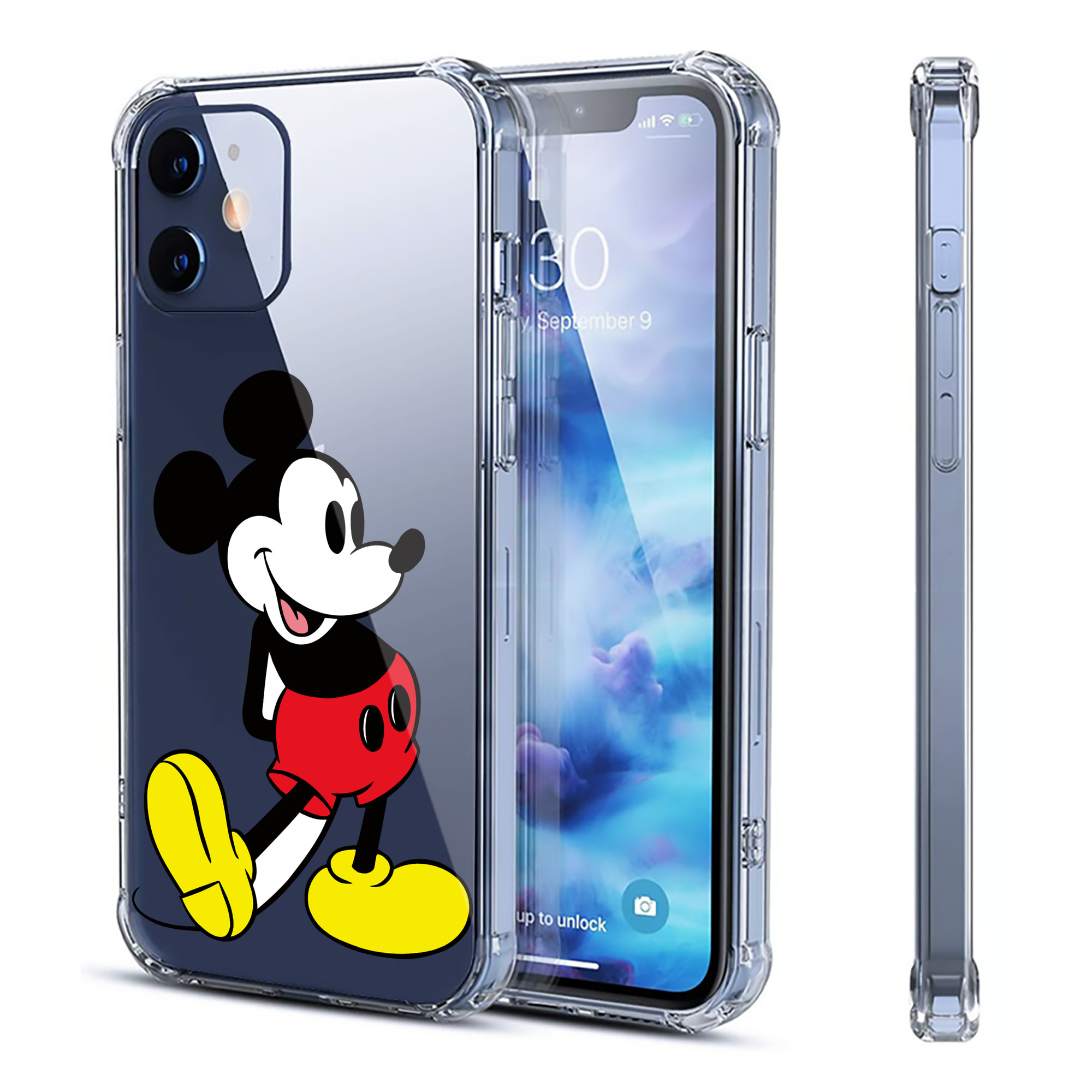 （画像用） ミッキーマウス Mickey Mouse 【iPhone 12シリーズ対応】透明スマホケース（クリアソフトケース）